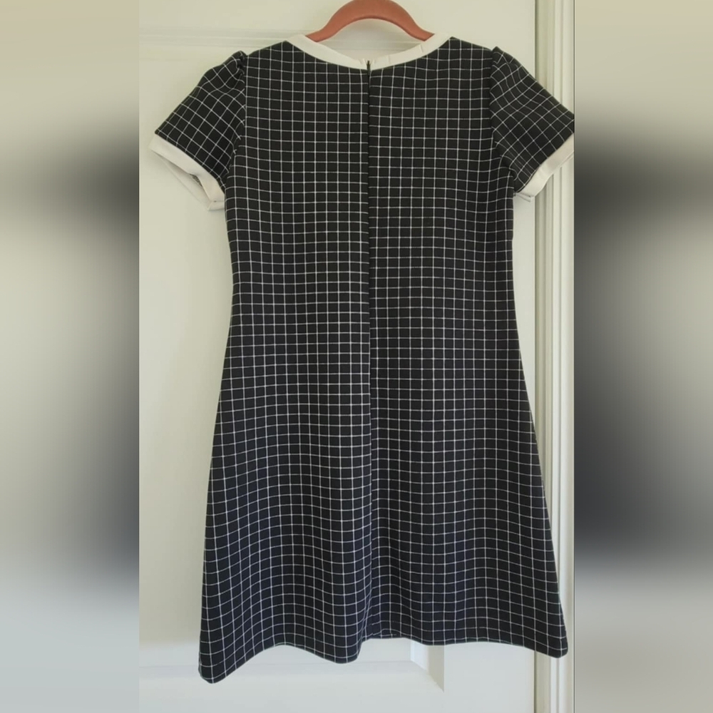Zara Black & White Check Mini Dress Bow Detail Pockets Preppy Chic Size S - Picture 3 of 6